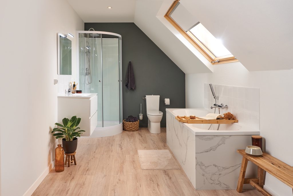 Studio build shoots of an attic bathroom